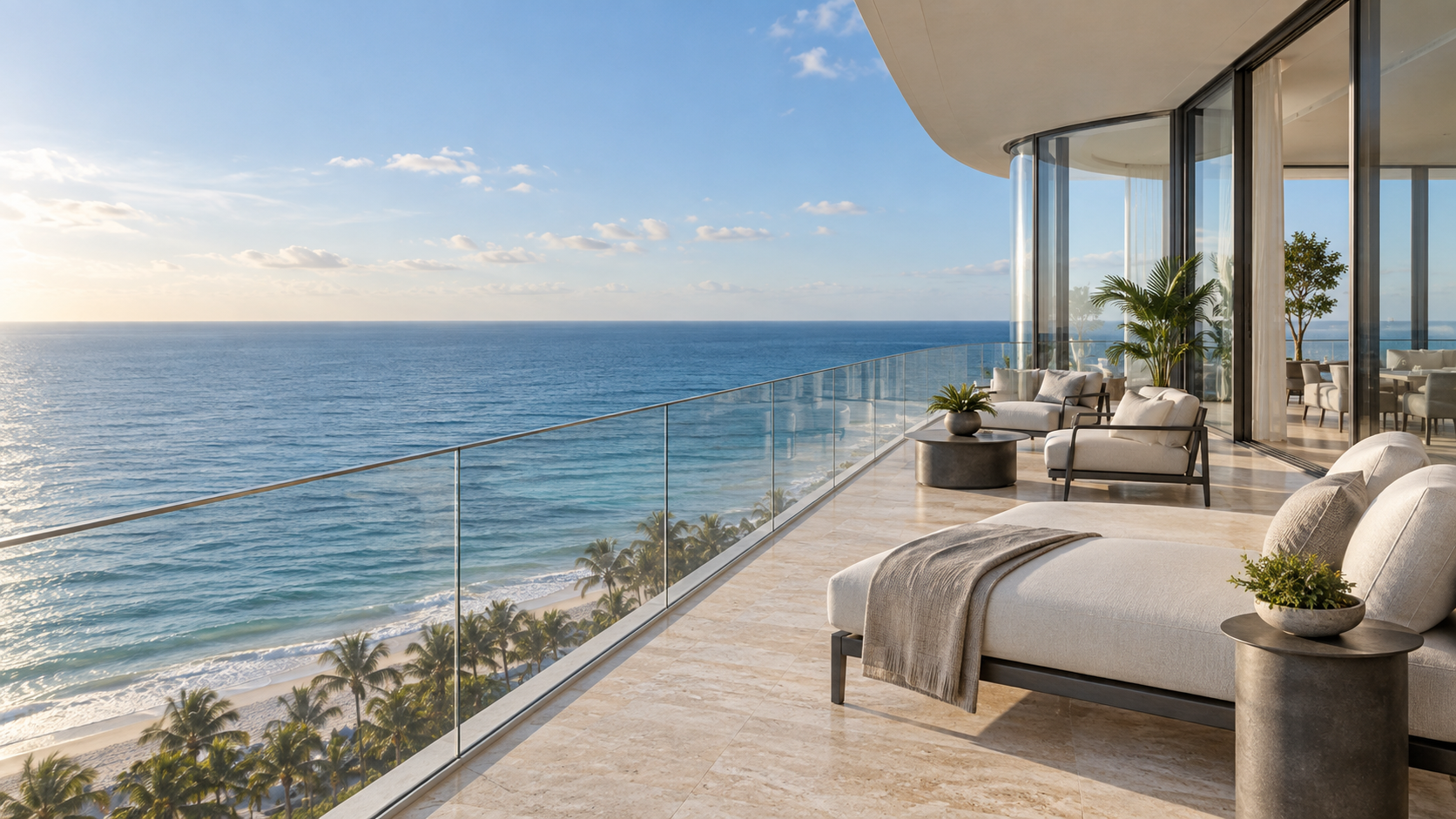 Illustrative architectural concept of a contemporary South Florida oceanfront residence